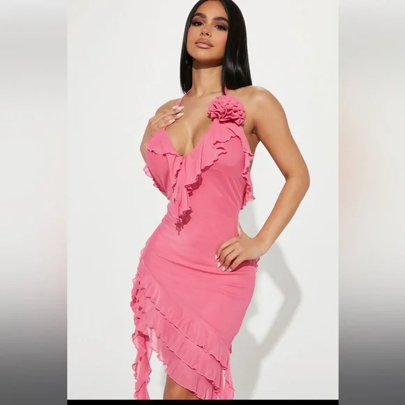 Paris Life mesh fuchsia mini dress Paris Life mesh fuchsia mini dress